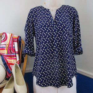 👚HP👚Pixley 3/4 Sleeve Nvy/Wht Tulip Print Blouse